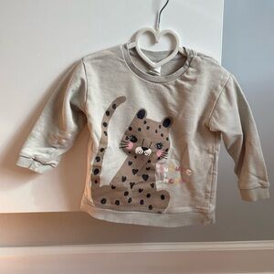 H&M Light Tan Sweatshirt with Cute Leopard Design